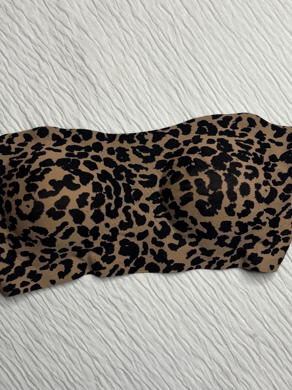Leopard Strapless Bandeau Bralette Bra with Back Hooks and Non-Slip Sil